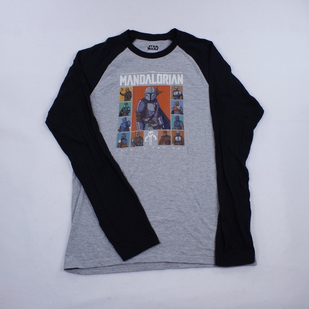 Star Wars: The Mandalorian Raglan T-Shirt | Size S | Grey and Black Long Sleeve